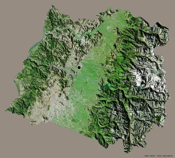 Form Maule Regionen Chile Med Sin Huvudstad Isolerad Solid Färg — Stockfoto