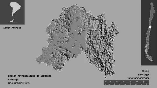 Forma Región Metropolitana Santiago Región Chile Capital Escala Distancia Vistas —  Fotos de Stock