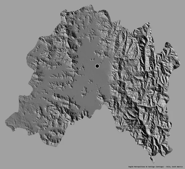 Shape Region Metropolitana Santiago Chile Med Sin Hovedstad Isoleret Solid - Stock-foto