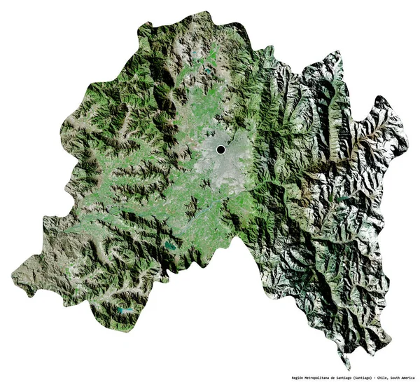 Tvar Regionu Metropolitana Santiago Oblast Chile Hlavním Městem Izolovaným Bílém — Stock fotografie