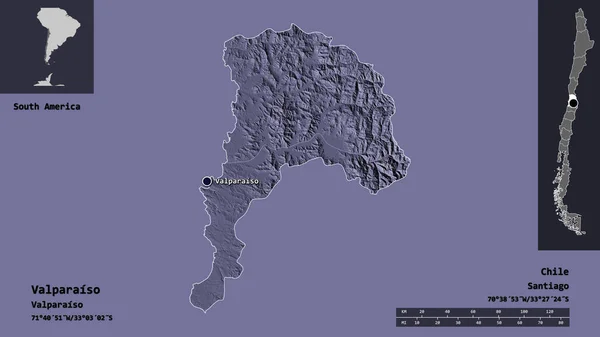 Forma Valparaiso Regione Del Cile Sua Capitale Scala Distanza Anteprime — Foto Stock