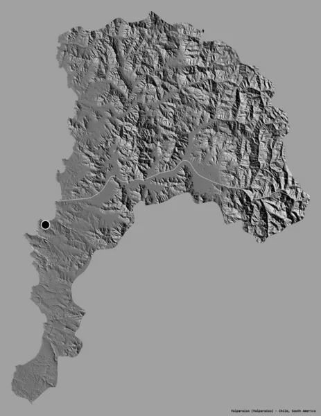 Forma Valparaiso Regione Del Cile Con Sua Capitale Isolata Sfondo — Foto Stock