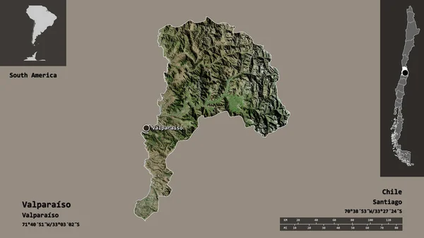 Form Von Valparaiso Region Von Chile Und Seiner Hauptstadt Entfernungsskala — Stockfoto