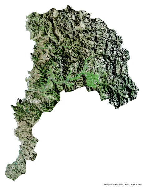 智利瓦尔帕莱索地区的形状 其首都被白色背景隔离 卫星图像 3D渲染 — 图库照片