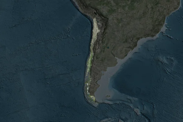 Tvar Chile Oddělený Odvodňováním Sousedních Oblastí Satelitní Snímky Vykreslování — Stock fotografie