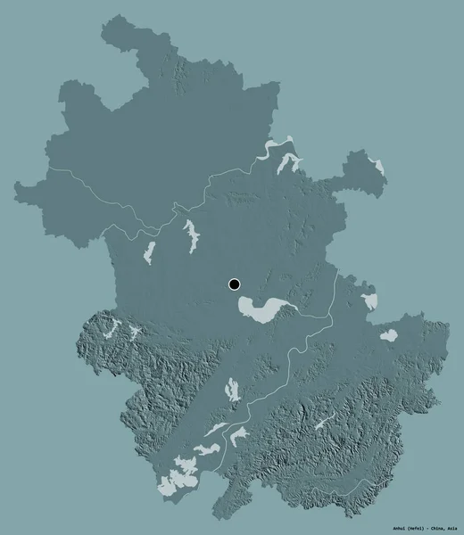 Form Anhui Provinsen Kina Med Sin Huvudstad Isolerad Solid Färg — Stockfoto