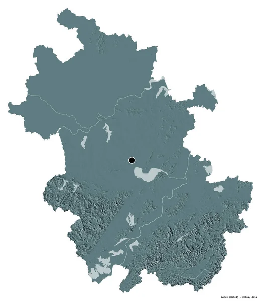 Forma Anhui Provincia Della Cina Con Sua Capitale Isolata Sfondo — Foto Stock