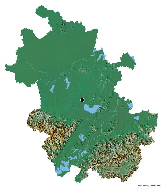 中国の省安徽省の形は その首都は白い背景に隔離されています 地形図 3Dレンダリング — ストック写真