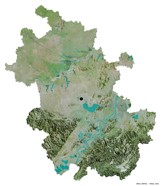 安徽的形状 中国的省 其首都孤立的白色背景 卫星图像 3D渲染 — 图库照片