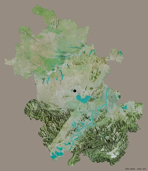 Form Anhui Provinsen Kina Med Sin Huvudstad Isolerad Solid Färg — Stockfoto