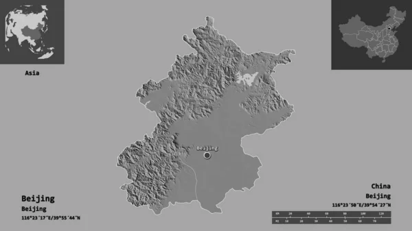 Форма Пекина Муниципалитета Китая Столицы Шкала Расстояний Предварительные Просмотры Метки — стоковое фото