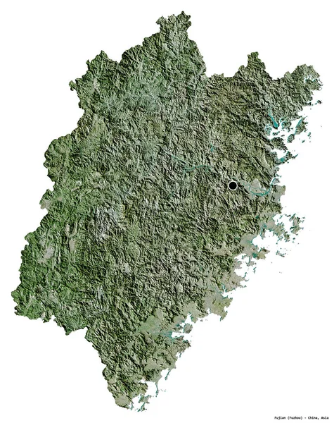 中国の省 福建省の形状は その首都は白い背景に隔離されました 衛星画像 3Dレンダリング — ストック写真