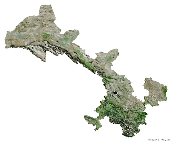 Forma Gansu Provincia China Con Capital Aislada Sobre Fondo Blanco — Foto de Stock