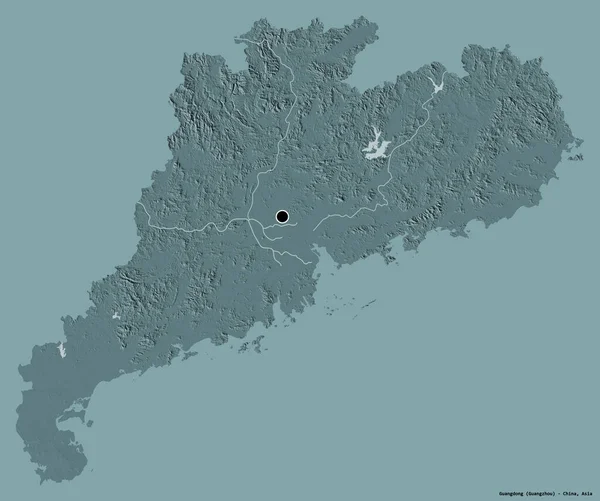 Form Guangdong Provinsen Kina Med Sin Huvudstad Isolerad Solid Färg — Stockfoto