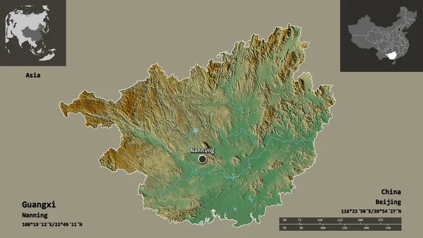 Форма Гуанси Автономного Района Китая Столицы Шкала Расстояний Предварительные Просмотры — стоковое фото