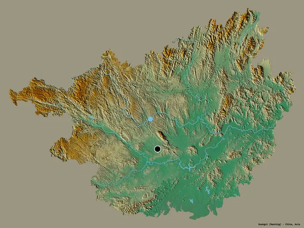 Forma Del Guangxi Regione Autonoma Della Cina Con Sua Capitale — Foto Stock