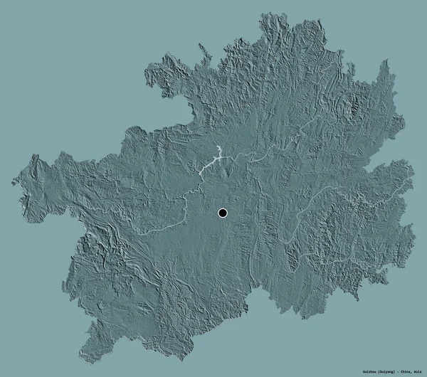 Muoto Guizhou Maakunnassa Kiinassa Sen Pääkaupunki Eristetty Yksivärinen Tausta Värillinen — kuvapankkivalokuva