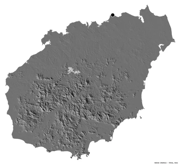 Forma Hainan Provincia China Con Capital Aislada Sobre Fondo Blanco — Foto de Stock