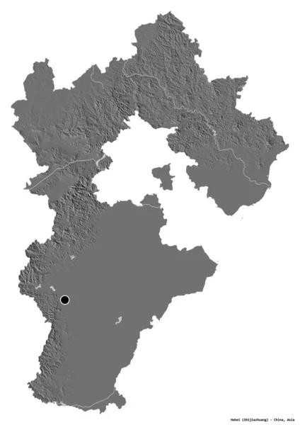 Shape Hebei Provinz Von China Mit Seiner Hauptstadt Isoliert Auf — Stockfoto