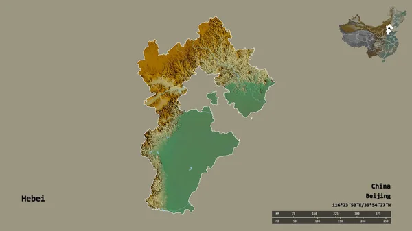Форма Хебей Провінція Китай Столицею Ізольованою Твердому Тлі Масштаб Відстаней — стокове фото