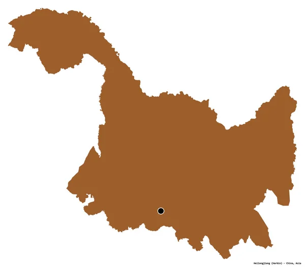 중국의 헤이룽장성의 형상이며 수도는 배경에 고립되어 패턴이 텍스처 렌더링 — 스톡 사진