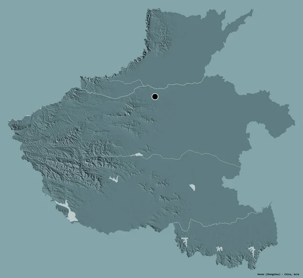 Form Henan Provinsen Kina Med Sin Huvudstad Isolerad Solid Färg — Stockfoto