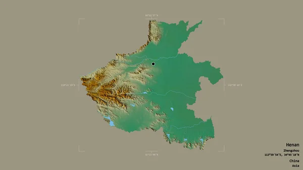 Oblast Henan Provincie Čína Izolovaná Pevném Pozadí Georeferencované Hraniční Oblasti — Stock fotografie