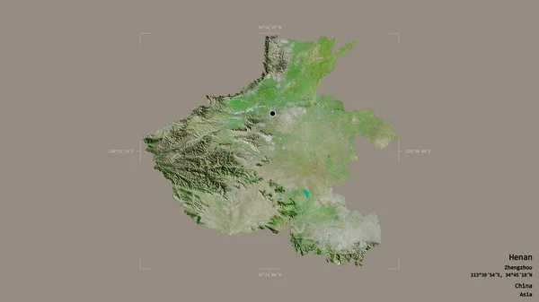 Obszar Henan Prowincja Chin Odizolowany Solidnym Tle Georeferencyjnym Polu Granicznym — Zdjęcie stockowe