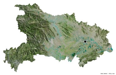 Çin 'in Hubei eyaleti, başkenti beyaz arka planda izole edilmiştir. Uydu görüntüleri. 3B görüntüleme