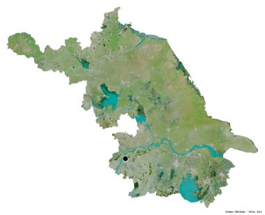 Çin 'in başkenti Jiangsu' nun beyaz arka planda izole edilmiş hali. Uydu görüntüleri. 3B görüntüleme