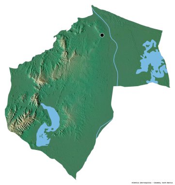 Atlantico 'nun şekli, Kolombiya Departmanı, başkenti beyaz arka planda izole edilmiş. Topografik yardım haritası. 3B görüntüleme