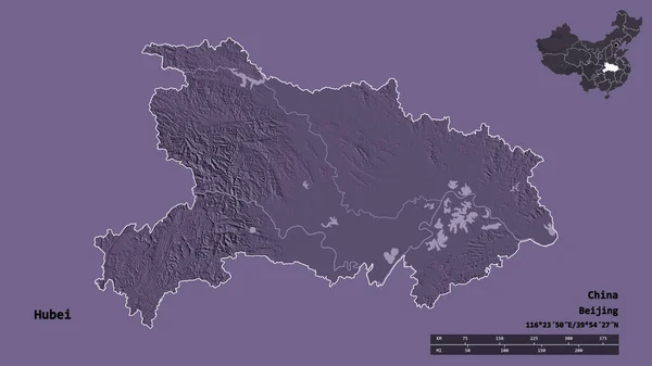 Bentuk Hubei Provinsi Tiongkok Dengan Ibukotanya Terisolasi Dengan Latar Belakang — Stok Foto