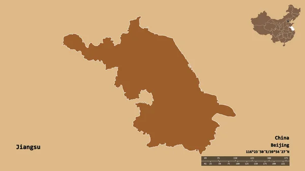Forma Jiangsu Provincia China Con Capital Aislada Sobre Fondo Sólido —  Fotos de Stock
