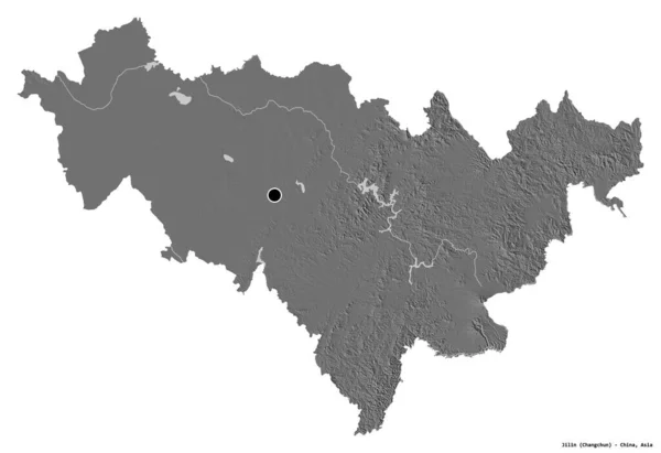Форма Цзилинь Провинция Китая Столицей Изолированы Белом Фоне Карта Рельефа — стоковое фото