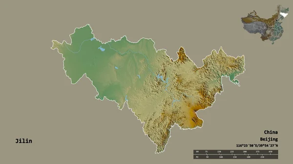 Form Jilin Provinsen Kina Med Dess Huvudstad Isolerad Solid Bakgrund — Stockfoto