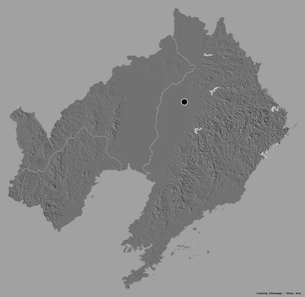 Form Liaoning Provinsen Kina Med Sin Hovedstad Isoleret Solid Farve - Stock-foto