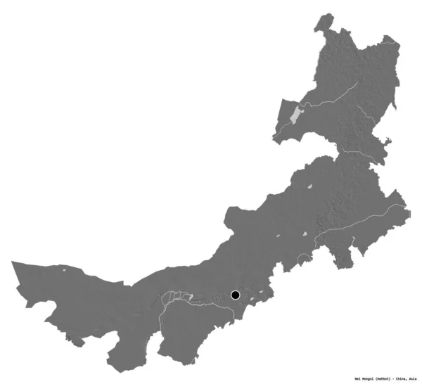 Forma Nei Mongol Región Autónoma China Con Capital Aislada Sobre —  Fotos de Stock