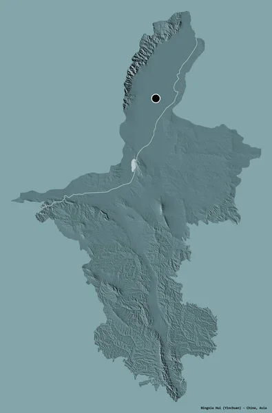 Forma Ningxia Hui Región Autónoma China Con Capital Aislado Sobre —  Fotos de Stock