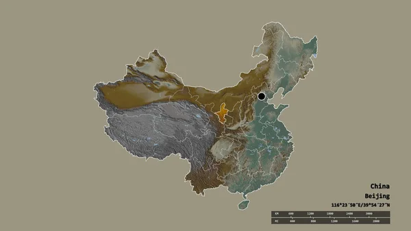 Forma Desnaturalizada China Con Capital División Regional Principal Zona Separada — Foto de Stock