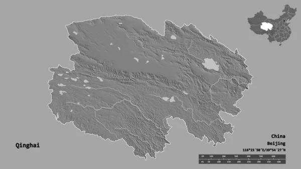 Tvar Qinghaje Provincie Čína Hlavním Městem Izolovaným Pevném Pozadí Měřítko — Stock fotografie