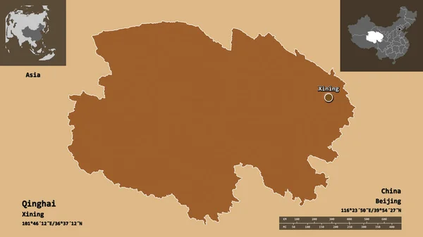 Form Von Qinghai Provinz Von China Und Seiner Hauptstadt Entfernungsskala — Stockfoto