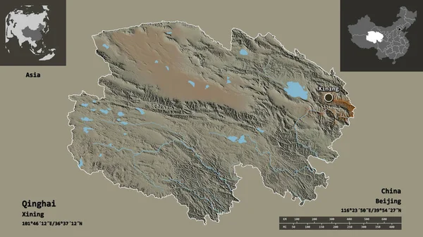 Σχήμα Qinghai Επαρχία Της Κίνας Και Την Πρωτεύουσα Της Κλίμακα — Φωτογραφία Αρχείου