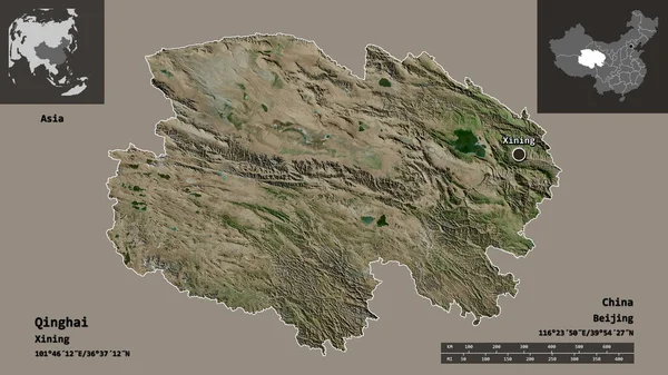 Σχήμα Qinghai Επαρχία Της Κίνας Και Την Πρωτεύουσα Της Κλίμακα — Φωτογραφία Αρχείου