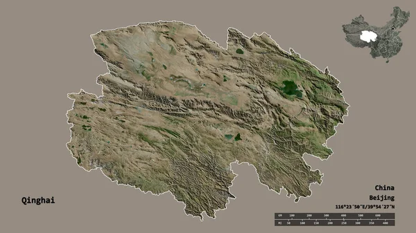 Forma Qinghai Provincia China Con Capital Aislada Sobre Fondo Sólido — Foto de Stock