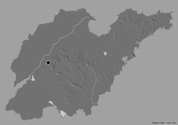 Форма Шаньдун Провинция Китая Столицей Изолированы Прочном Цветном Фоне Карта — стоковое фото