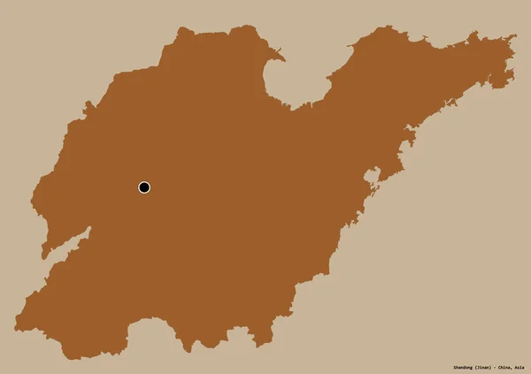 中国の省 山東省の形状は その資本金はしっかりとした色の背景に隔離されました パターン化されたテクスチャの構成 3Dレンダリング — ストック写真