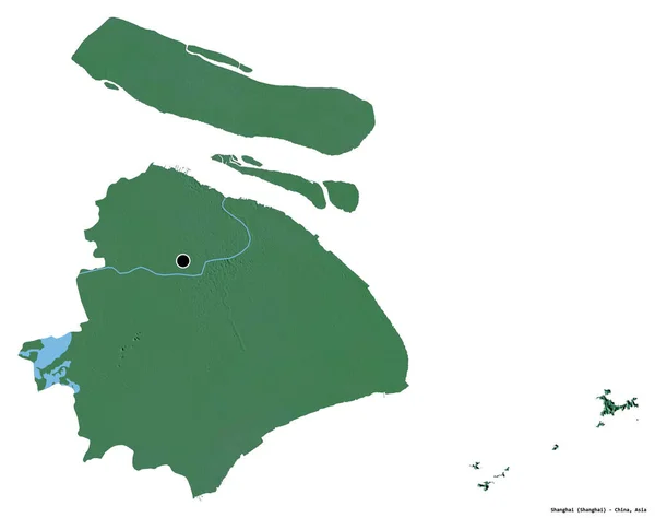 Tvar Šanghaje Obce Čína Hlavním Městem Izolovaným Bílém Pozadí Topografická — Stock fotografie