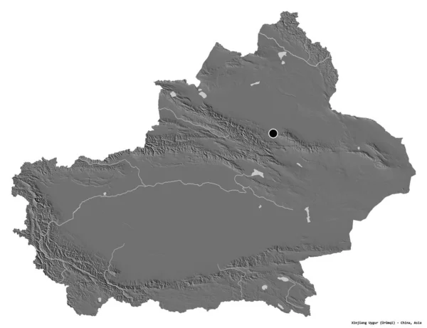 Forme Xinjiang Uygur Région Autonome Chine Avec Capitale Isolée Sur — Photo