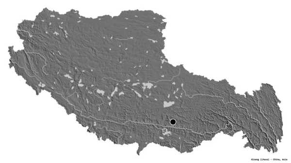 Forma Xizang Regione Autonoma Della Cina Con Sua Capitale Isolata — Foto Stock