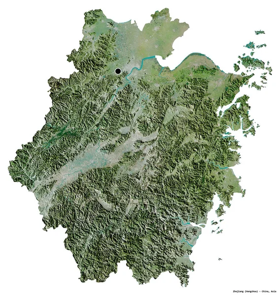 Çin Zhejiang Eyaleti Başkenti Beyaz Arka Planda Izole Edilmiştir Uydu — Stok fotoğraf